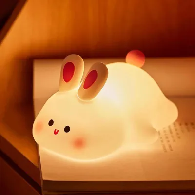 LED Night light Silicone Rabbit Touch Sensor lamp Cute Animal Light Bedroom Decor Gift for Kid Baby Child Table Lamp Home Decor Multi-color adjustment（Christmas exclusive gifts）