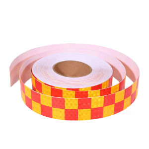 50mmx5M Shining Grid Reflective Warning Self-adhesive Waterprood High Reflection Red Yellow Black Fluorescent Stikcer For Truck