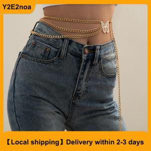 【Local shipping】 Temperament Butterfly Waist Chain Elegant Multi-Layer Butterfly Tassel Waist Chain Belt For Women Fashion Metal High Waist Body Chain Dress Lady Belt