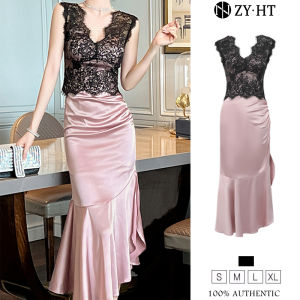 ZYHT EraVogue Womens Dresses Pink Dresses Fishtail Dresses Lace Dresses Work Dresses Hiso Dresses Vintage Dresses Work Dresses Party Dresses Evening Dresses 65027