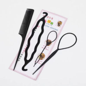 อุปกรณ์ทำผม 1เช็ต 4ชิ้น [สีดำ] ช่วยจัดแต่งทรงผม ช่วยเกล้าผม ถักเปีย ทำผมทรงดังโง๊ะ/2058