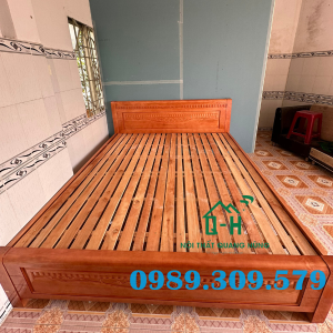 GIƯỜNG GỖ SỒI TỰ NHIÊN CAO CẤP GIAO NHANH HCM