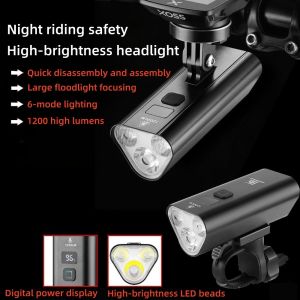Bicycle Headlight 1200 Lumens Aluminum Alloy Digital Display Quick Release Mount IPX-Level Life Lightweight Waterproof Bicycle Front Light