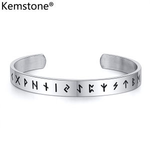 Kemstone Stainless Steel Viking Cuff Bangle Mens Blue Black Plated Open Bracelet Jewelry