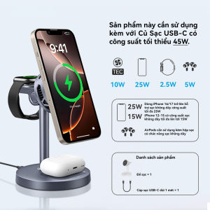 Đế sạc không dây 3 trong 1 DiGi Domain Qi2.2 25W Đế sạc làm mát không khí TEC được chứng nhận cho iPhone 17 / 16 / 15 Apple Watch AirPods