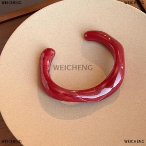 [COD] WEICHENG Fashion Unique Irregular Acrylic Cuff Bracelets For Women Simple Texture Multicolor Geometric Open Bangle Female Jewelry