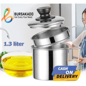 Saringan Tempat Minyak 1000ml Stainless Steel / Oil Pot stainless 1000ml