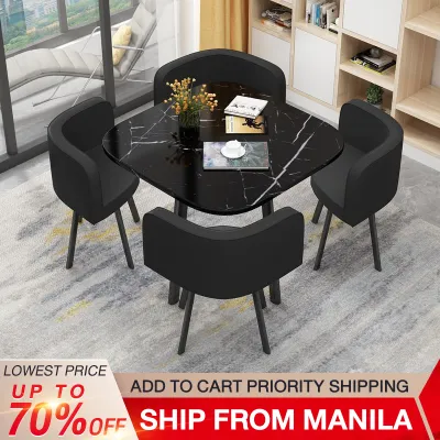 BAIERDI Nordic minimalist reception desk and chair combination negotiation negotiation table business store reception desk and chair office leisure small round table family dining table diameter 80CM + four stools
