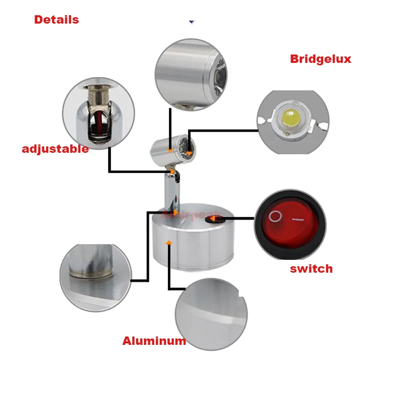 3W Battery-Powered Adjustable LED Spotlight - Desk, Picture, Or Cabinet Light (8 Colors)