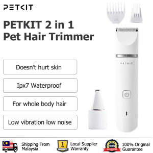 PETKIT Pet Electric Trimmer 2 In 1 Pet Hair Clipper Coldless Cat Dog Hair Trimmer Shearing Machine IPX7 Waterproof Rechargeable Hair Care Tool