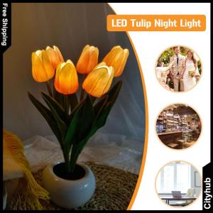 Tulip Atmosphere Nightlight Art Crafts LED Flower Landscape Light Battery Powered Ornament Birthday Gifts Lighting Decor Home Decoration