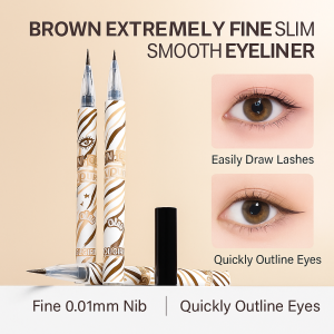 Brown Extremely Fine Slim Smooth Eyeliner Ultra-Fine Liquid Eyeliner Pen Waterproof Long-Lasting Non-Smudge Suitable For Student Beginner