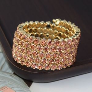 SAVVYSHELF Fashion Crystal Rhinestones For Women Five Rows Bangles Wedding Bangles Crystal Bracelets Hand Wrist Bracel