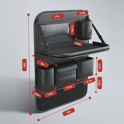 SEAMETAL Foldable Car Food Tray With Bottle Cup Holder Car Seat Back Storage Bag Car Rear Seat Tray Table Dining Kereta Meja Makan Car Table 餐盘