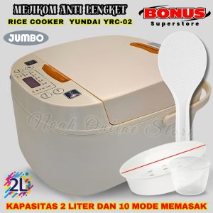 Rice Cooker 2 Liter YUNDAI YRC-02 / Mejikom Anti Lengket Daya 900 Watt 10 in 1 Menanak Menghangatkan dan Mengukus / Mejikom 2 Liter / Rice Cooker 2 L / Mejikom 2 L