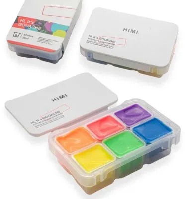 Set 6 Màu Gouache HIMI Dạ Quang Phát sáng Dạng Thạch (Tặng Giấy Vẽ)
