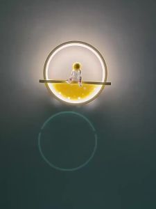 SXH  Bedside Lamp Bedroom Childrens Room Wall Lamp Moon Astronaut Modern Simple Living Room TV Sofa Background Wall Lamp