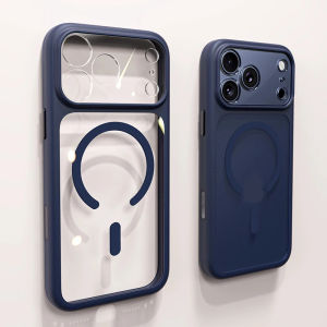 Magnetic Business Simplicity Shockproof Orange Bumper Camera Button Case For iPhone 17 Pro Max Clear PC Cover For Magsafe