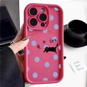 Compatible with iphone 14 Pro Max Phone Case Cute blue polka dot cat 12 13 14 15 11 Pro Max Casing silicone xr xs Max 7 8 Plus