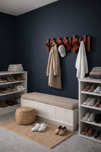 Designer Wooden Wall Hooks Scandinavian Style Coat Hook Rack Minimalist Wooden Wall Organizer Luxury Entryway Wall Hook Modern Solid Wood Wall Hanger Boutique Home Decor Wall Hooks Elegant Wooden Coat Rack Contemporary Wooden Hook Rack Aesthetic W