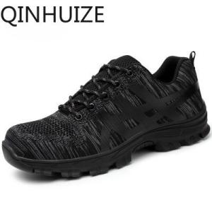 QINHUIZE Hot indestructible Safety Shoes Mens Steel Toe Covers Working Shoes Breathable Summer Tooling Boots Protect Footwear