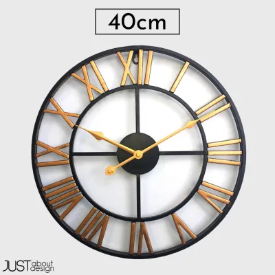 40cm / 60cm / 80cm Minimalist Iron Clock Vintage Roman Wall Clocks Decorations