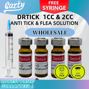 Carty Organics Detick 1cc and 2cc with Syringe Anti Ticks and Fleas for Dogs and Cats