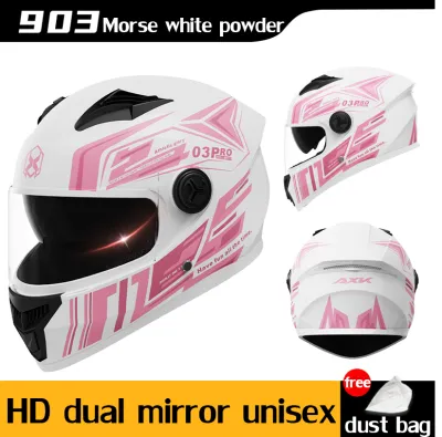 AXK 03 Pro HD Dual Mirrors Full Face Motorcycle Helmet with ICC Sticker Durable 50-Year Warranty Men/Women Riding Gear - Multiple Sizes Available