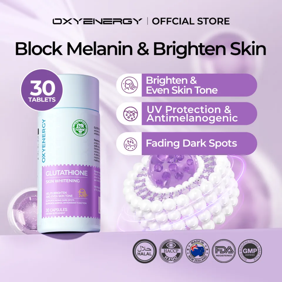 Oxyenergy Glutathione Capsules 30's HALAL Whitening Skin L-Glutathione Beauty Supplement Grape Seed Brightening Skin Anti Dark Spot