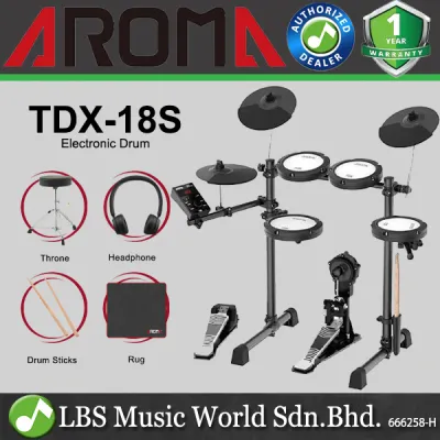 Aroma TDX-18S 5-Piece Bluetooth Electronic Drum Kit with Mesh Head - TDX18S