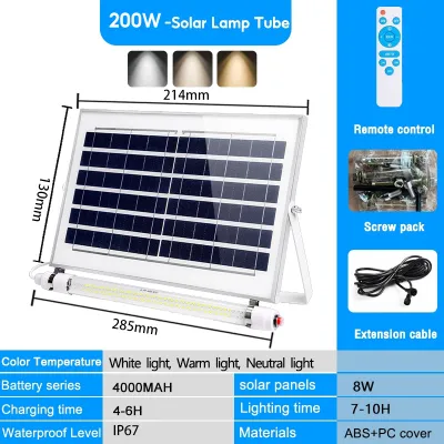 Lampu Solar light outdoor lighting Solar LED Tube 300W Solar Light Outdoor Waterproof IP67 Solar LED Light
