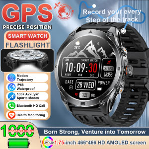 Dual-Band GPS Military Smart Watch 10ATM Waterproof 1000mAh Battery Compass Altimeter LED Flashlight Call Smartwatch