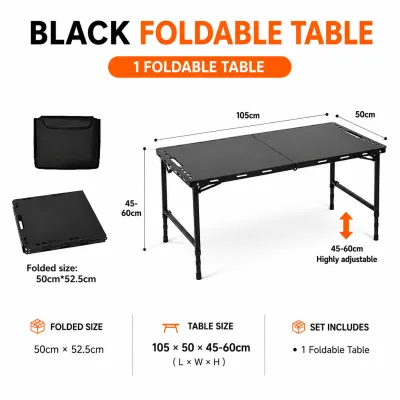 Camping Table and 4 Chairs Set Foldable Outdoor Picnic BBQ Table 5PCS Portable IGT Tactical Table with Storage Bag