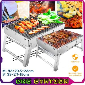Portable BBQ Grill Outdoor Foldable Barbeque Camping Hiking Charcoal Grill Stainless Steel Barbeque Grill Outdoor