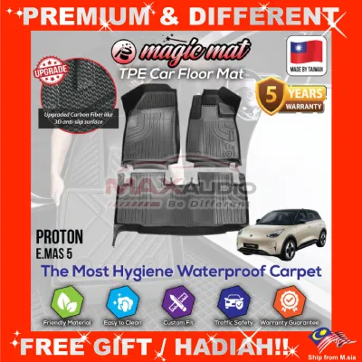 PROTON EMAS 5 E.MAS 5 MAGIC MAT 5D TPE Car Mat 5-Years Warranty Most Hygiene Waterproof Washable Custom Fit Car Floor Carpet Mat Karpet Alas Kaki Kereta Yang Senang Cuci