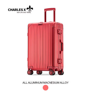 CHARLES X All magnesium aluminum alloy luggage Suitcase Anti-collision Suitcase with hooks
