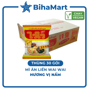 [THÙNG 30 GÓI] - MÌ WAI WAI chay - Mì WaiWai chay vị nấm (không chua) - 60g/gói - Mì ăn liền Thái Lan - Mì chay Wai Wai nấm (Thailand)