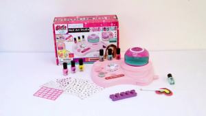 Amagoing Set for Girls Ages 7-12 Kids Nail Art Studio Kit Non Toxic Quick Dry Nail Dryer Storage Desk Glitter Cool Girls Stuff Birthday Gifts Ideas 8 9 10 11 Years Old
