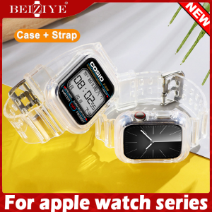 Soft Transparent Rubber Sports Band for apple watch 49mm 41mm 45mm 38mm 40mm 42mm 44mm Strap for apple watch Series 9 8 7 6 SE 5 4 ultra / ultra 2 Watchband i Watch Transparent Crystal Strap
