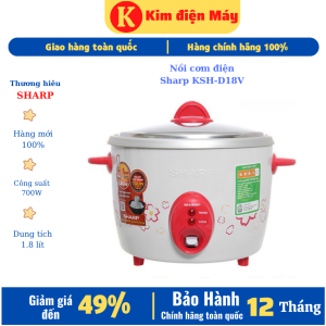 Nồi cơm điện Sharp KSH-D18V-nồi cơm điện nắp rời-1 lít 8-700W nhấu nhanh tiết kiệm điện-bảo hành 12 tháng toàng quốc