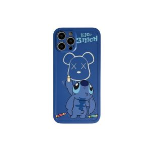💯【Phone Case】+FREE Shipping 💯 Cute Cartoon Stitch KAWS Bear Silicone Case For iPhone 16 15 14 13 12 Pro Max 11 Anti Fall Shy Kawaii Soft Cover Cartoon