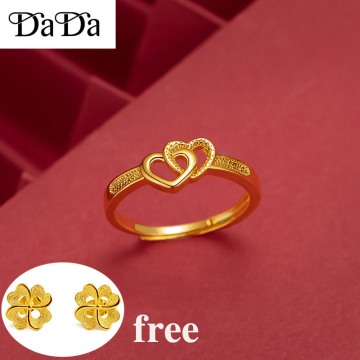 Buy Vighnaharta valentine Ring valentine jewellery ring love ring heart  shape ring alphabet ring Cute Double Heart CZ Gold Plated Ring for Women[  VFJ1633FRG7] Online at Best Prices in India - JioMart.