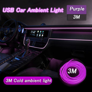 7M Car Interior Atmosphere Light Led Light Strip Usb Cold Light Flexible Streamer Light Door Light Strip Auto Decoration Can be cut