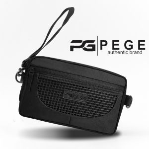Tas Selempang Pria Polos Hitam PEGE Noam Slingbag Pouch 2in1 Motif Casual Simple Elegant - PG  9066