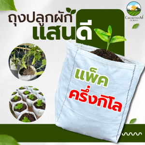 ถุงปลูกแสนดี ถุงปลูกผัก ระบายน้ำดี ครึ่งกิโล