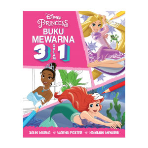 Disney Princess Buku Mewarna 3 Dalam 1 Untuk Kanak Kanak Dengan Halaman Menarik & Poster