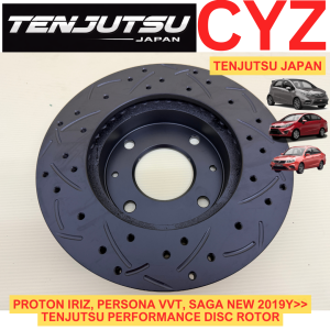 (1 PAIR) Tenjutsu Japan Proton Iriz Persona VVT Saga NEW 2019Y>> Front Sport Disc Rotor Slotted Drille From Japan