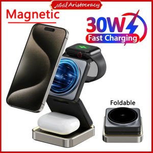 Wireless Charger 3 in 1 Foldable Magnetic Wireless Charging Station for iPhone 16 15 14 13 12 Pro Max Apple Watch 8 9 Charger