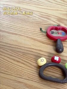 4PCS Baby Teether Rattle Toys Cute Apple Handbell Sensory Toy Mainan Gigit Bayi Newborn Gift Set