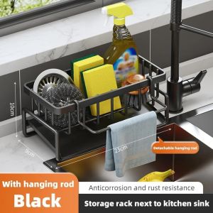 (COD)Plastic Kitchen Sink Drain Rack Combine Sponge Holder Bathroom Organizer and Dish Rack#ZWL01
